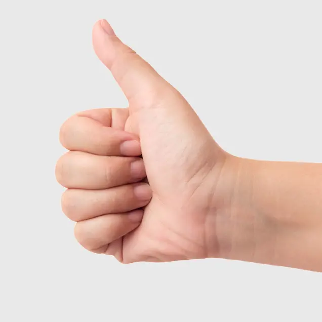 Handzeichen "Daumen hoch".